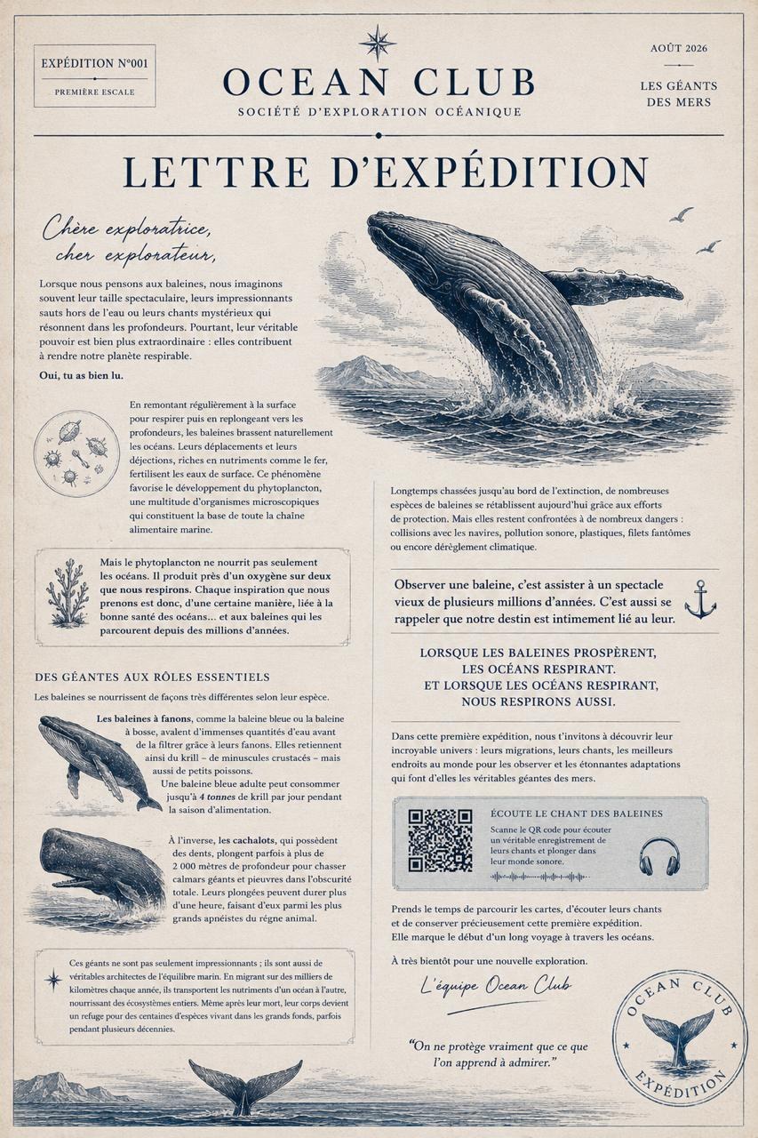 La lettre d’expédition illustrée Ocean Club